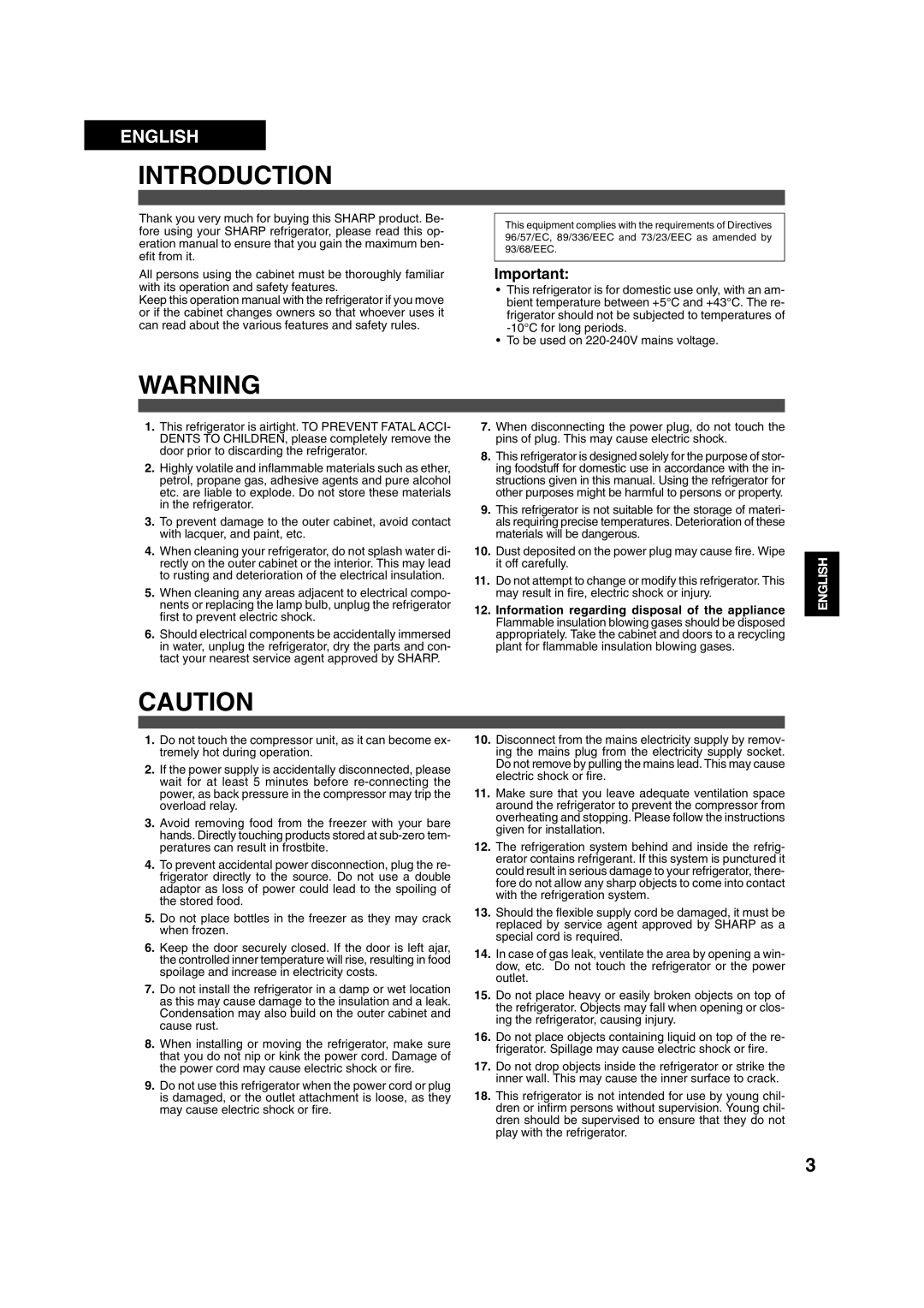 Sharp SJ-25P operation manual Introduction, English 