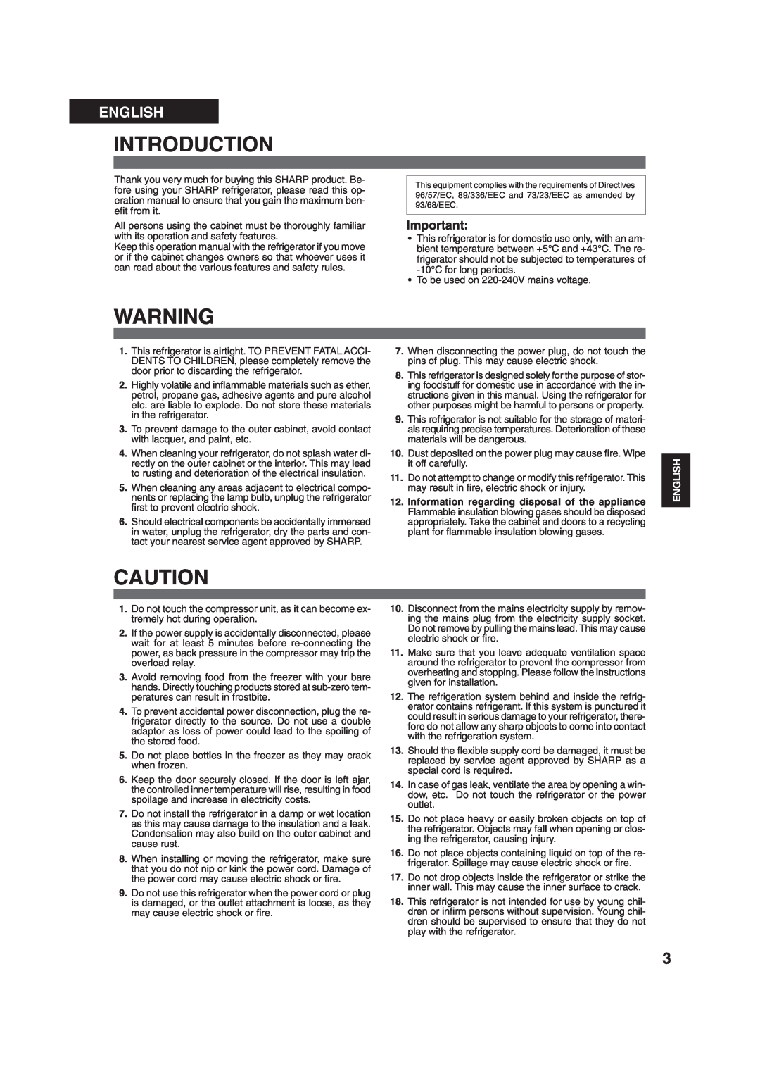 Sharp SJ-25P operation manual Introduction, English 