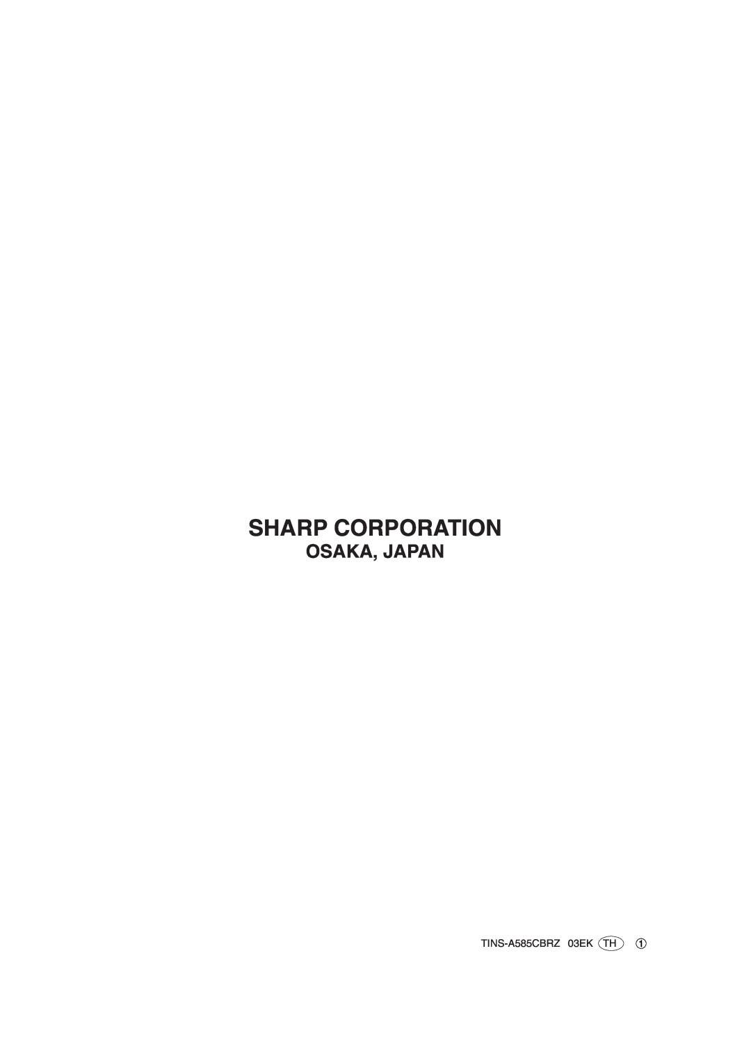 Sharp SJ-25P operation manual Osaka, Japan, Sharp Corporation 