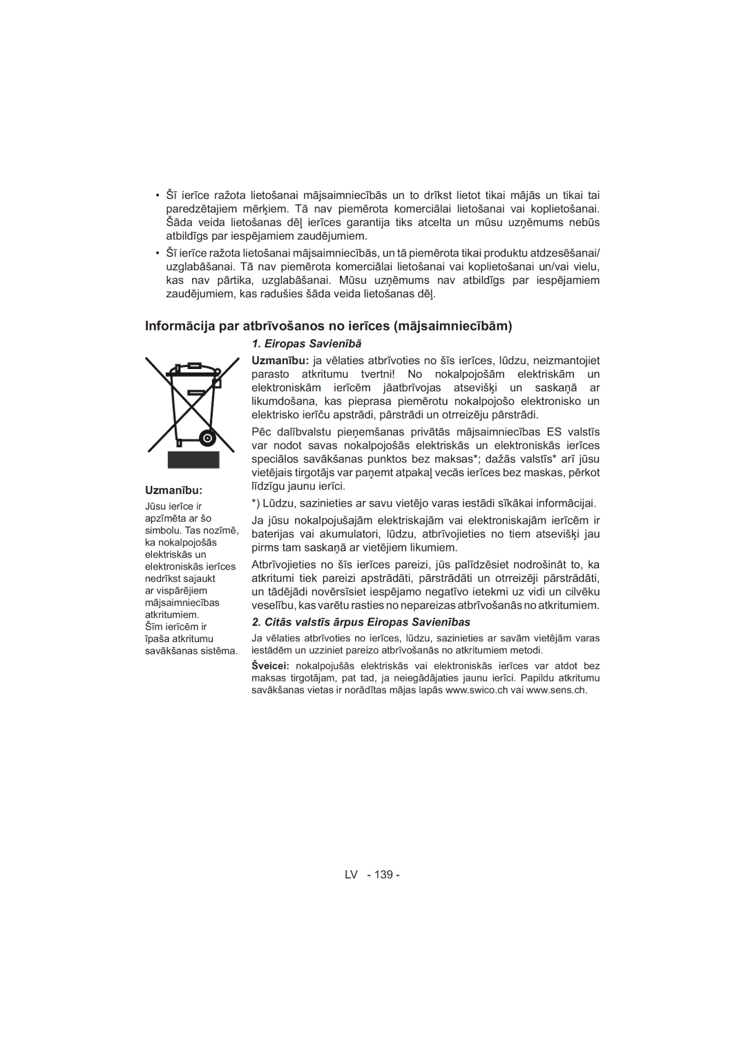 Sharp SJ-F320V operation manual Atkritumiem 