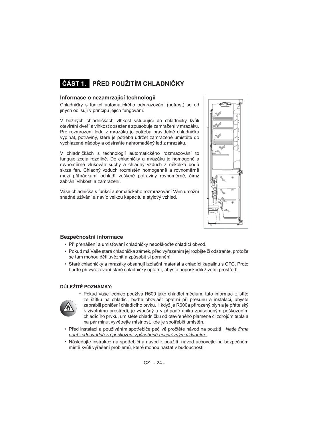 Sharp SJ-F320V operation manual Informace o nezamrzající technologii 