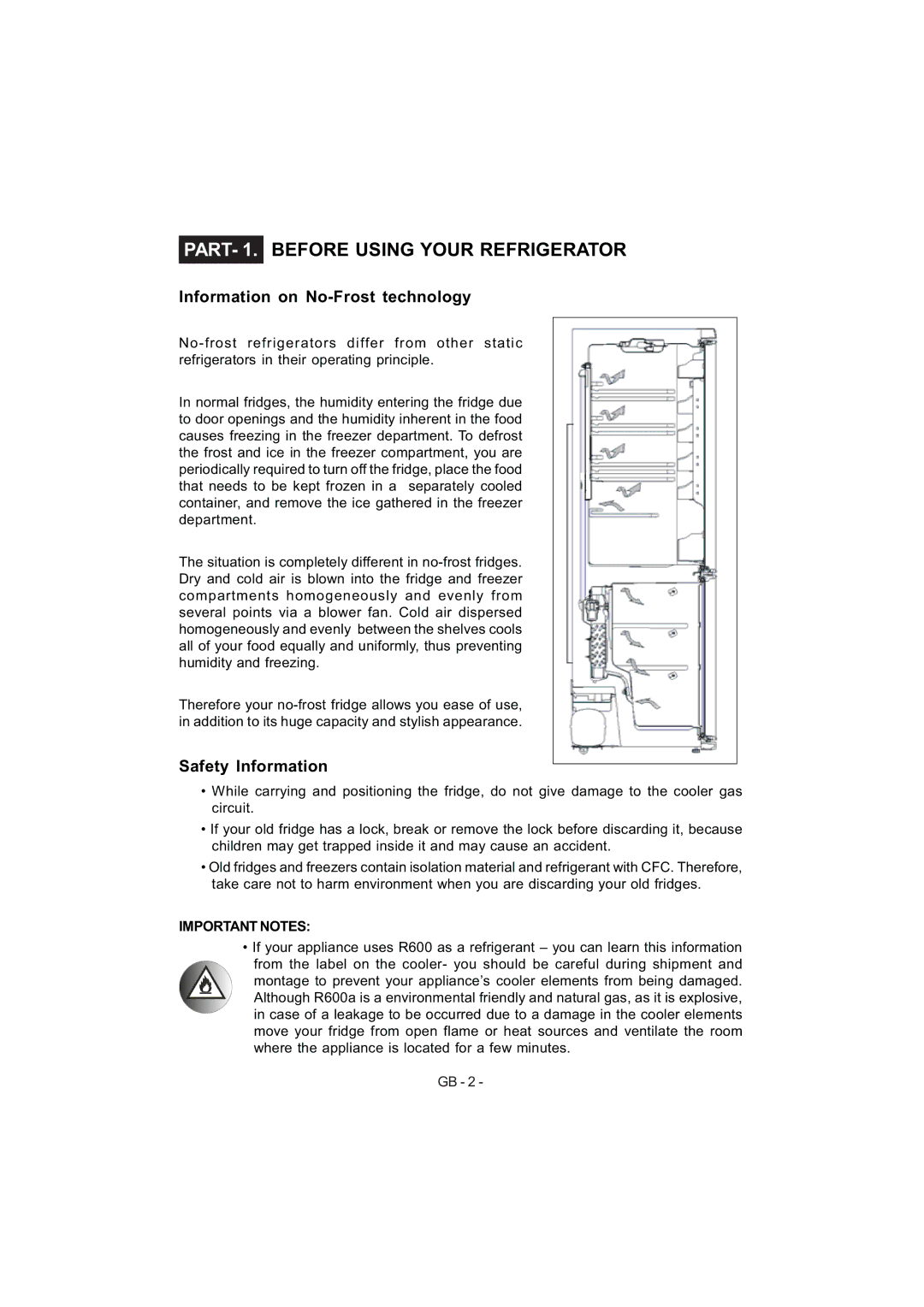 Sharp SJ-F320V operation manual PART- 1. Before Using Your Refrigerator 