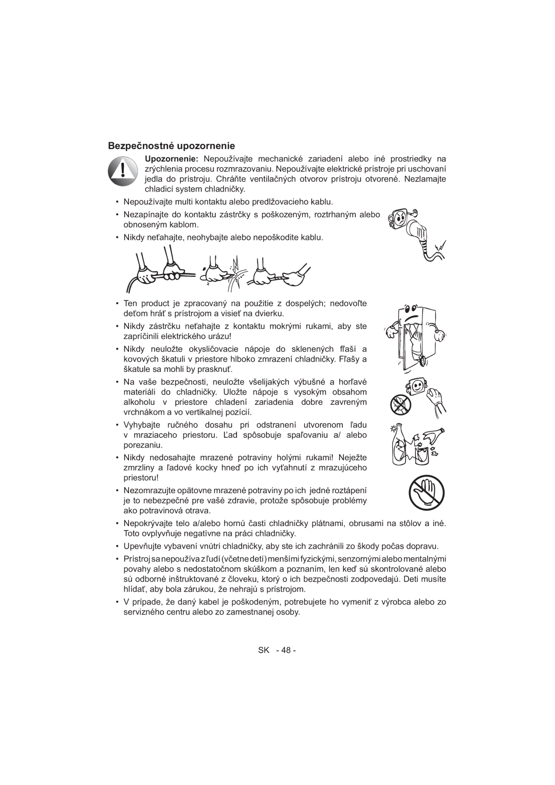 Sharp SJ-F320V operation manual Upozornenie 