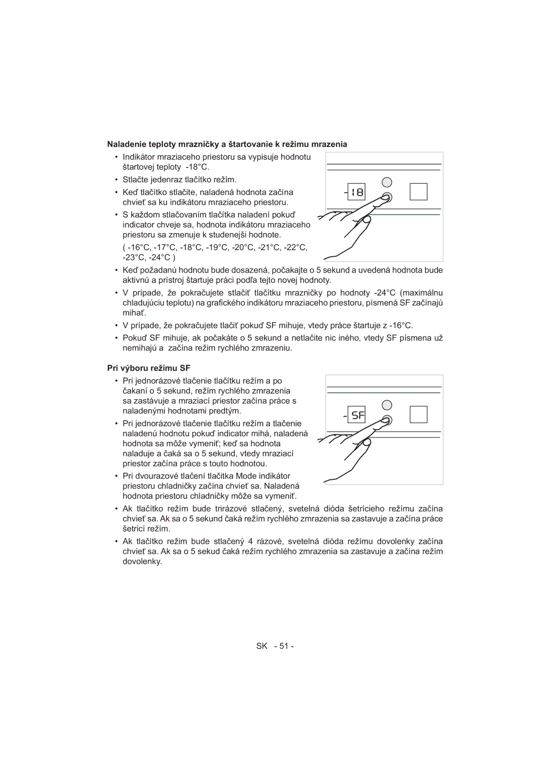 Sharp SJ-F320V operation manual Naladenými hodnotami predtým 