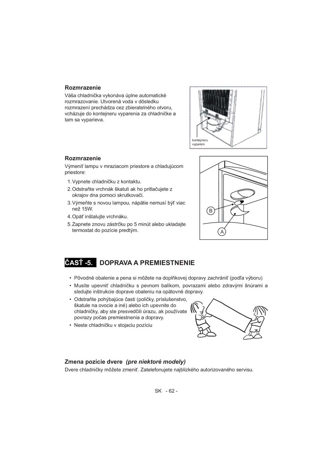 Sharp SJ-F320V operation manual Rozmrazenie 