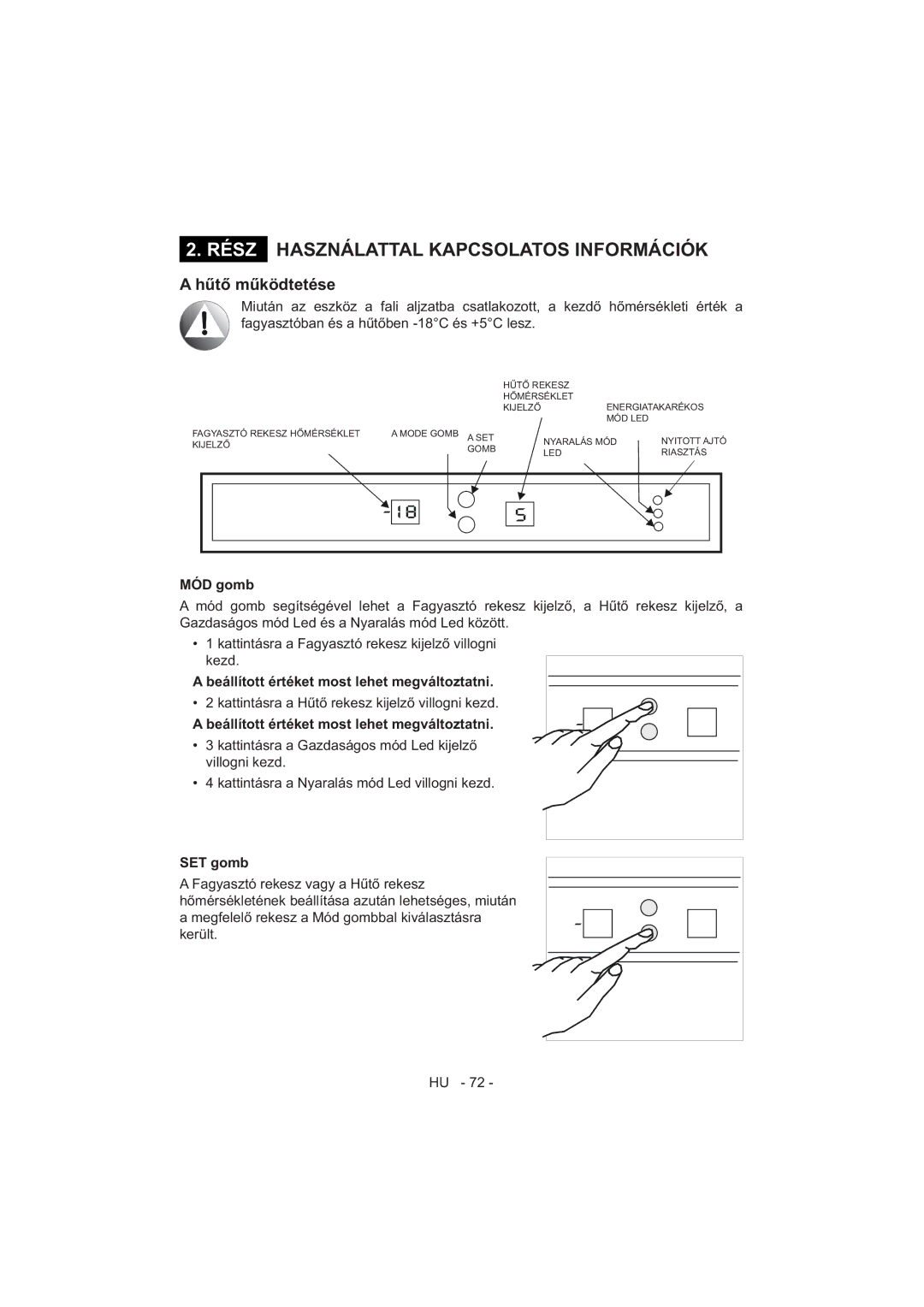 Sharp SJ-F320V operation manual Kezd Villogni kezd 