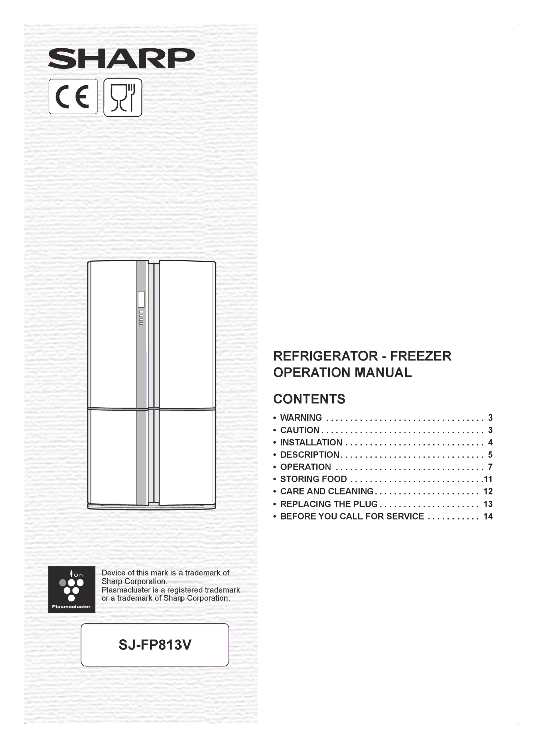 Sharp SJ-FP813V operation manual 