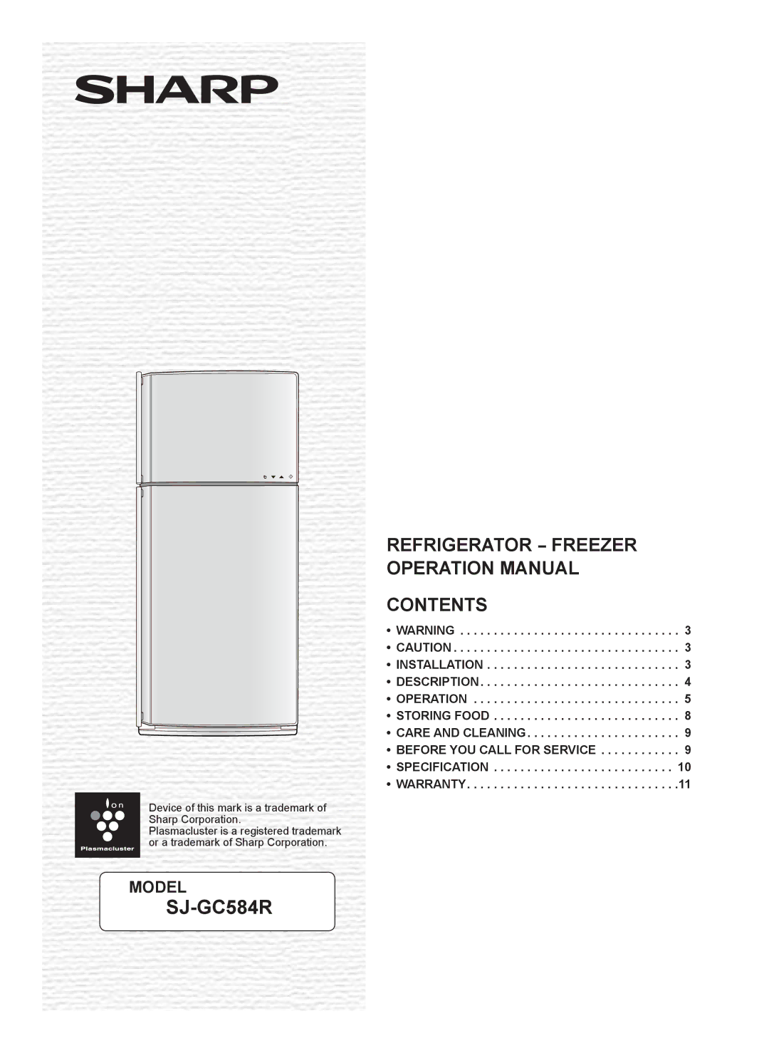 Sharp SJ-GC584R operation manual 