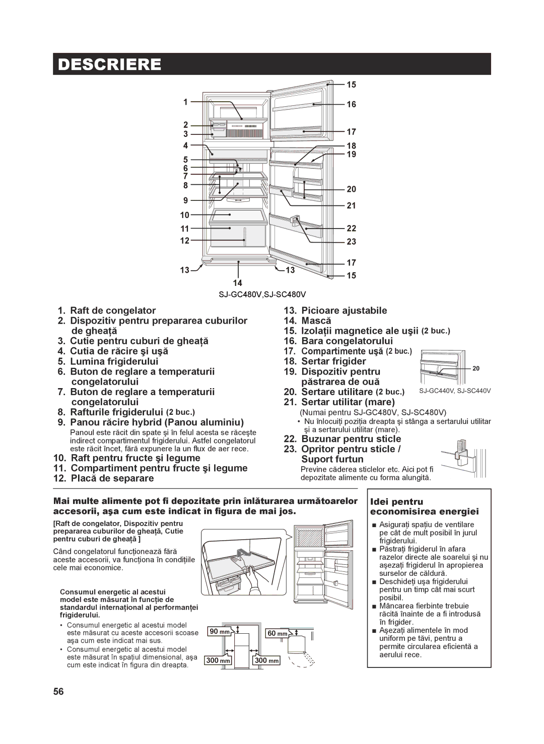 Sharp SJ-SC480V, SJ-SC440V, SJ-GC480V, SJ-GC440V operation manual Descriere 