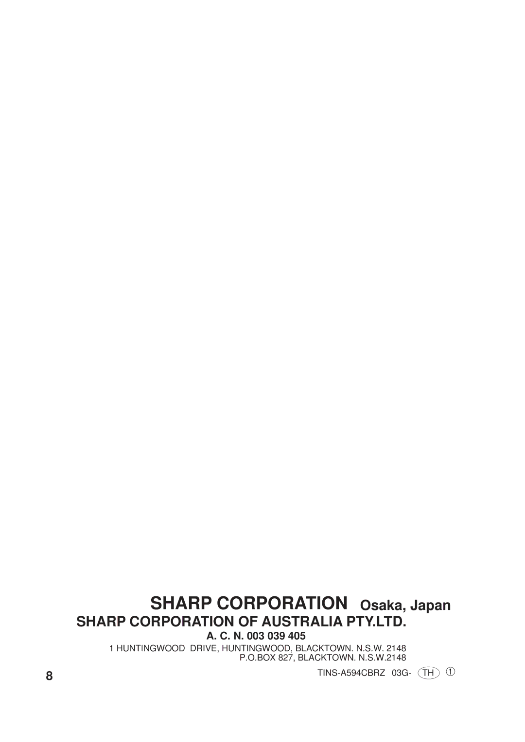 Sharp SJ560M, SJP600M, SJ600-M, SJP560M, SJP520M operation manual Sharp Corporation Osaka, Japan, N 039 