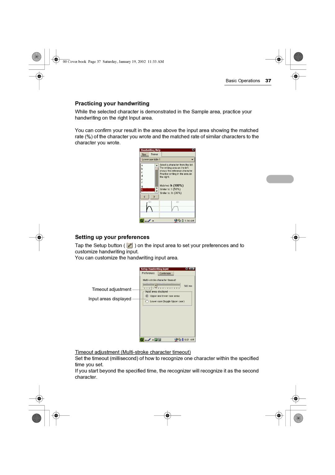 Sharp SL-5500 manual Practicing your handwriting, Setting up your preferences 