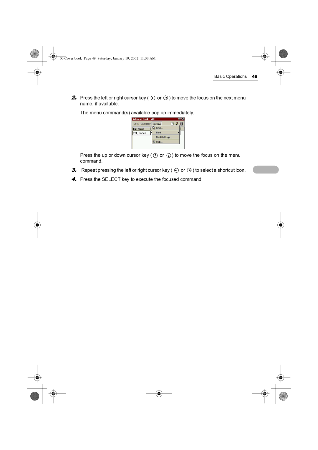 Sharp SL-5500 manual Cover.book Page 49 Saturday, January 19, 2002 1133 AM 