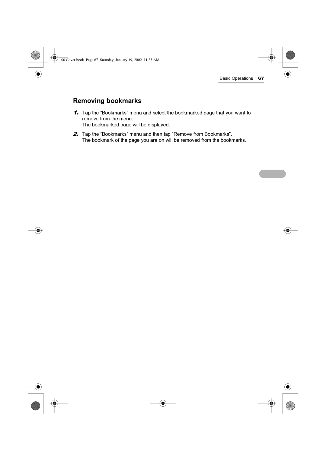 Sharp SL-5500 manual Removing bookmarks 