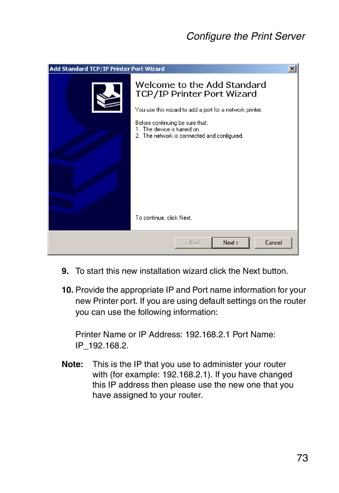 Sharp S M C 7 0 0 4 A B R, SMC7004ABR manual Configure the Print Server 