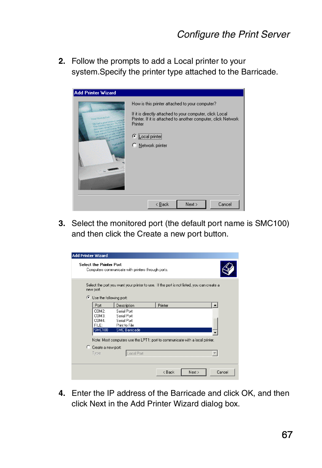 Sharp S M C 7 0 0 4 A B R, SMC7004ABR manual Configure the Print Server 
