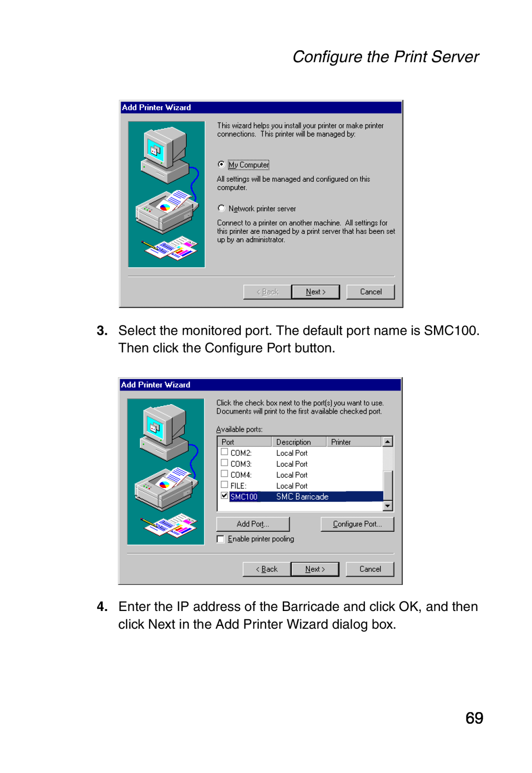 Sharp S M C 7 0 0 4 A B R, SMC7004ABR manual Configure the Print Server 