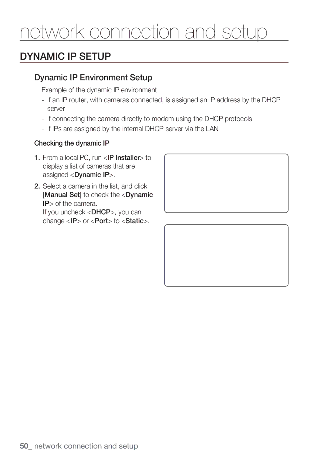 Sharp SND-5080 user manual Dynamic IP Setup, Dynamic IP Environment Setup 