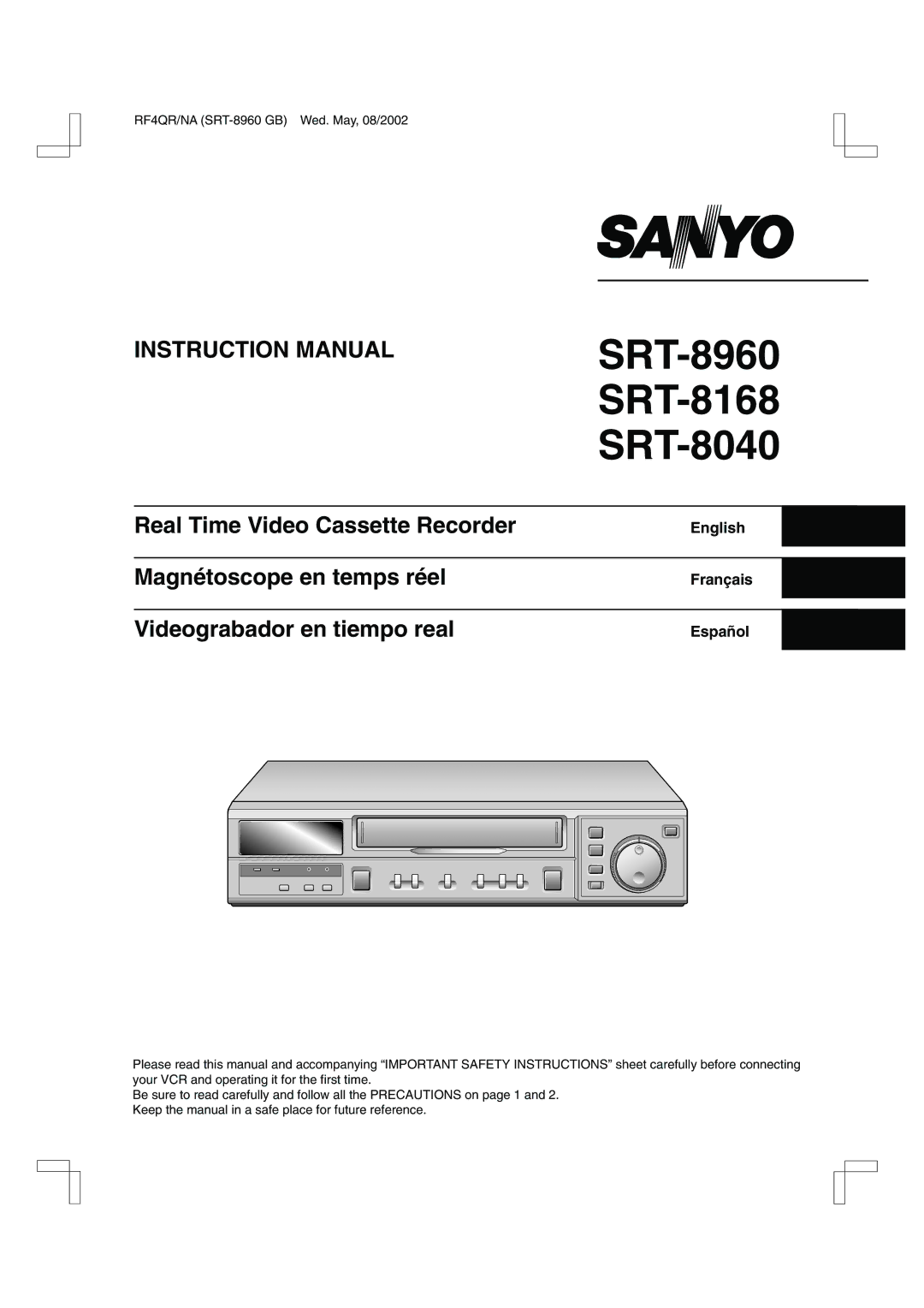 Sharp instruction manual SRT-8960 SRT-8168 SRT-8040 