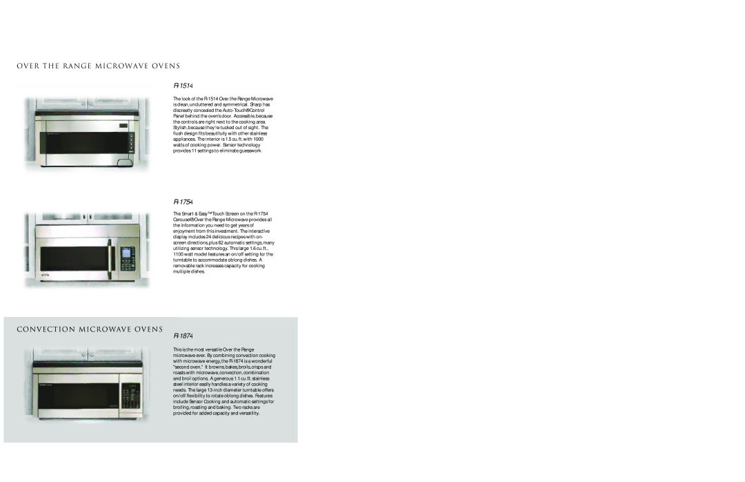 Sharp Stainless Steel Microwave Oven specifications 5 1, 7 5, 8 7 