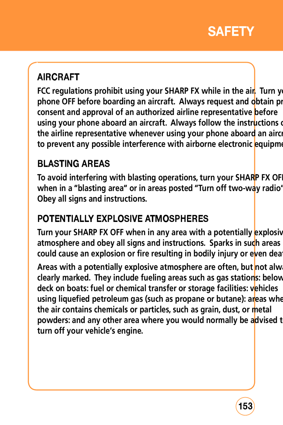 Sharp STX-2 manual Aircraft, Blasting Areas, Potentially Explosive Atmospheres, 153 