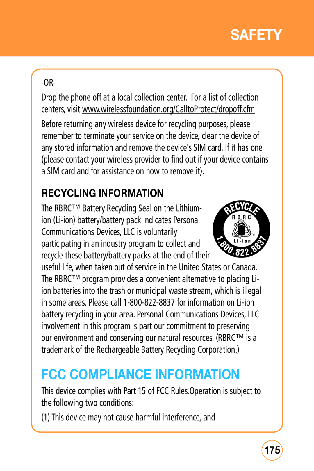 Sharp STX-2 manual FCC Compliance Information, Recycling Information, 175, This device may not cause harmful interference 