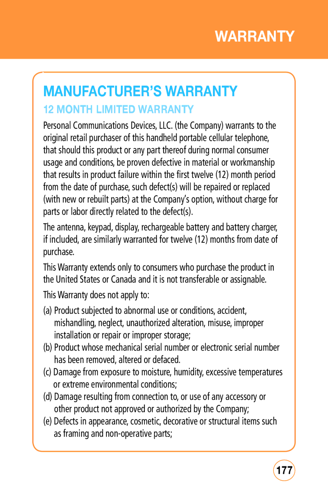 Sharp STX-2 manual MANUFACTURER’S Warranty, 177, This Warranty does not apply to 