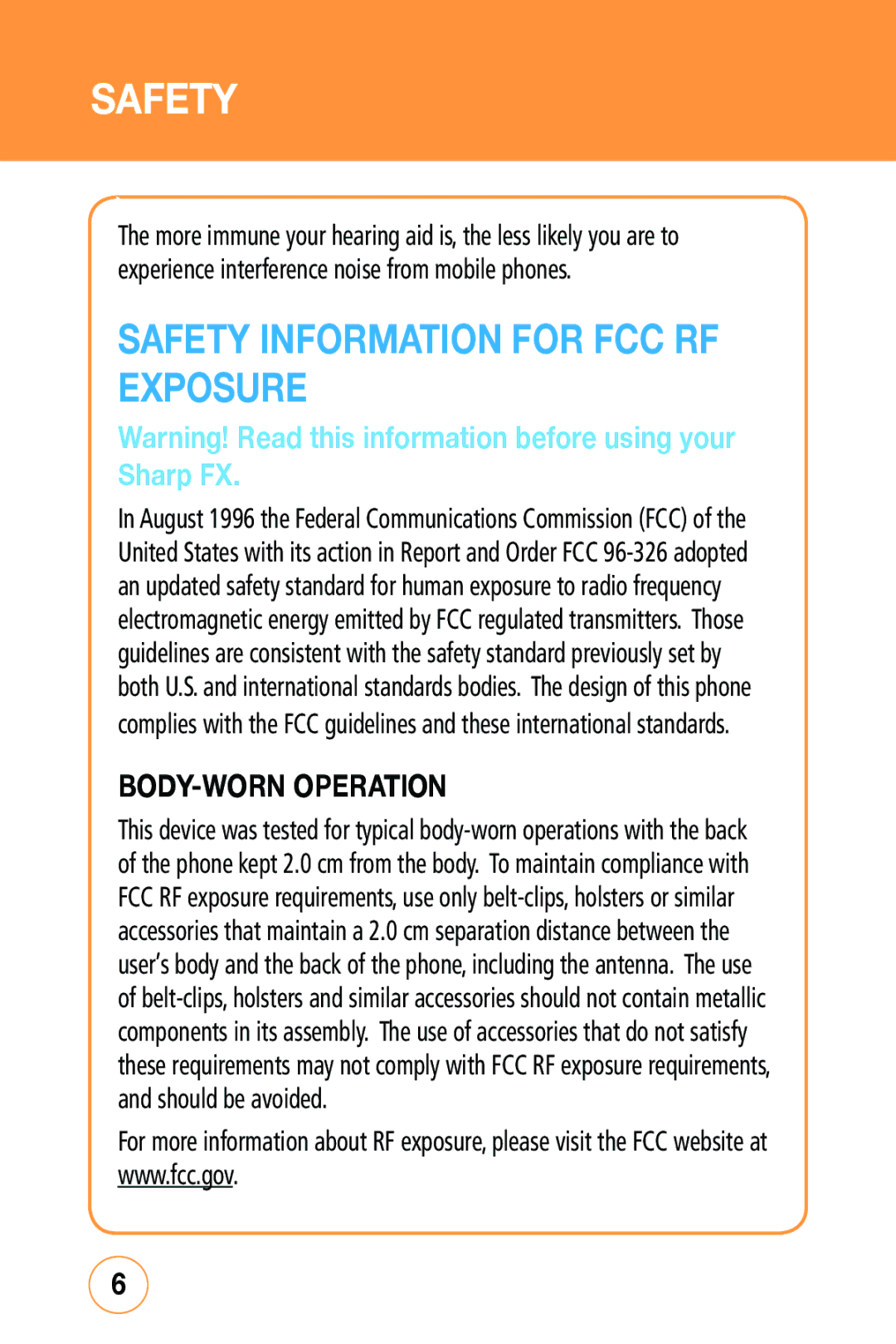 Sharp STX-2 manual Safety Information for FCC RF Exposure 