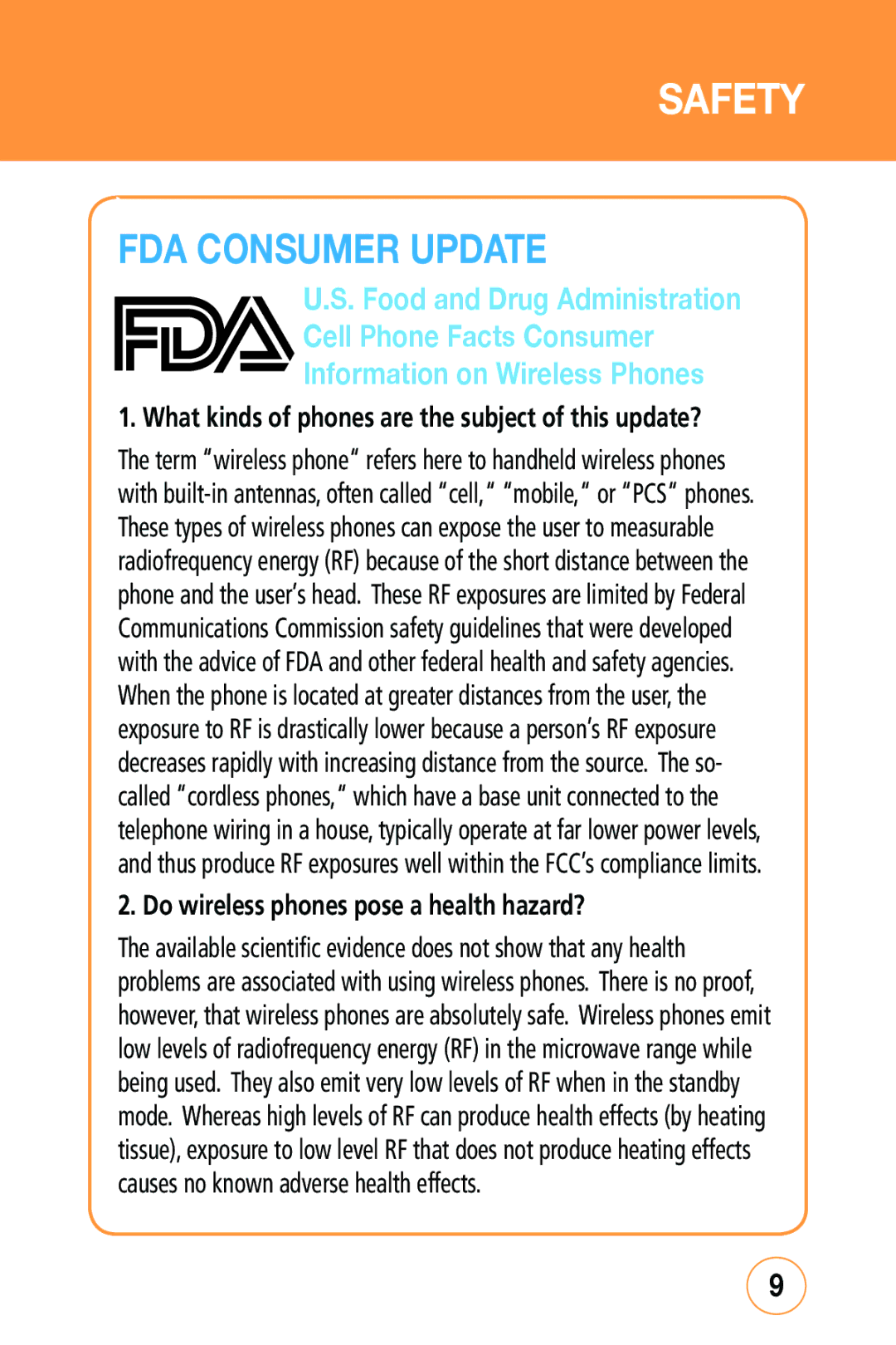 Sharp STX-2 manual FDA Consumer Update 