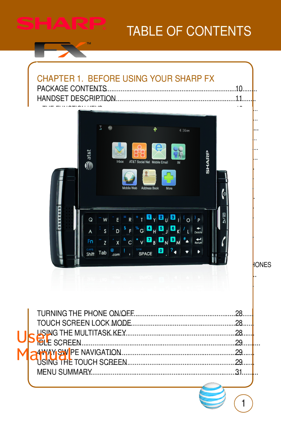 Sharp STX-2 manual Table of Contents 