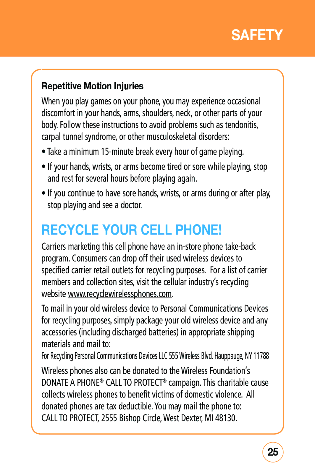 Sharp STX-2 manual Recycle Your Cell Phone 