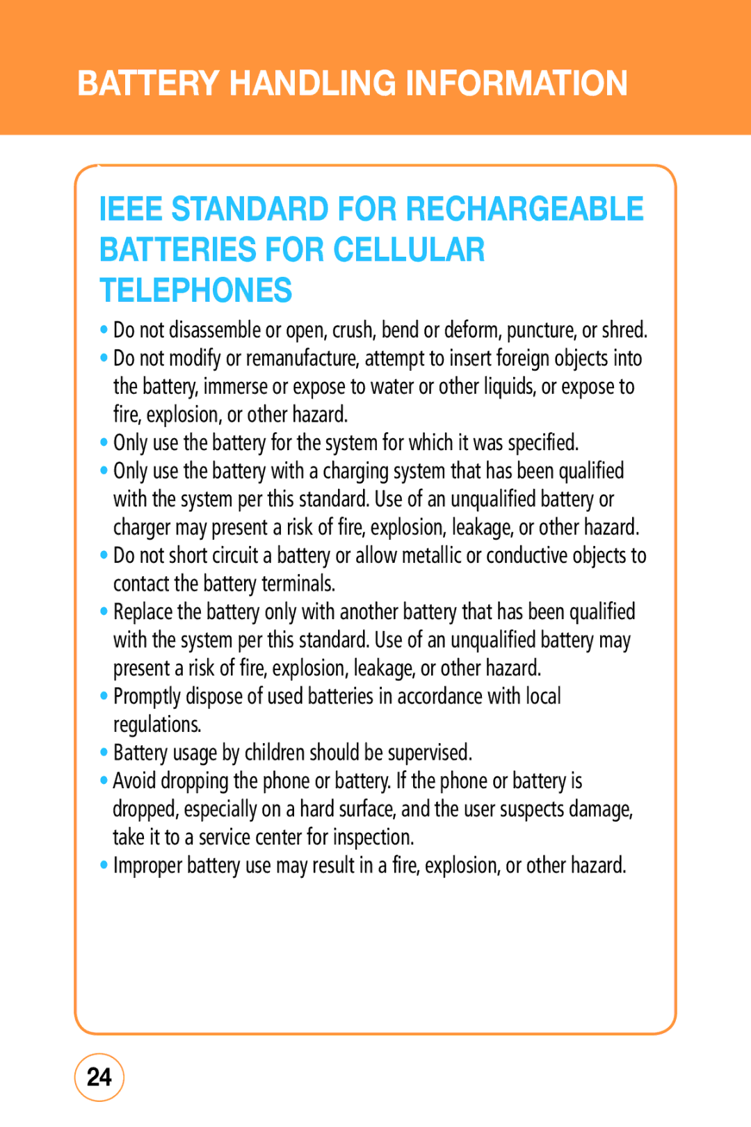 Sharp STX-2 manual Battery Handling Information 