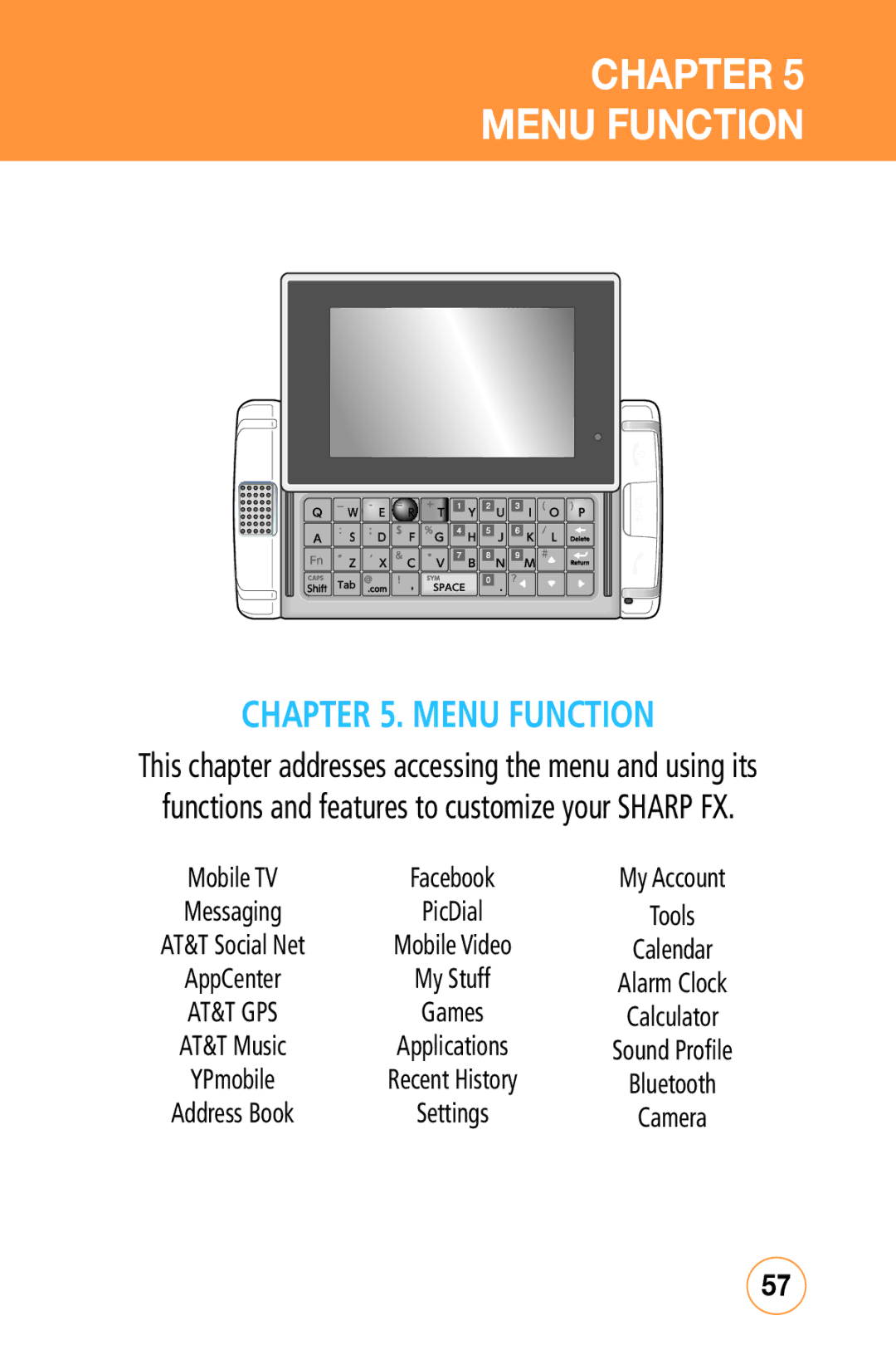 Sharp STX-2 manual Chapter Menu Function 