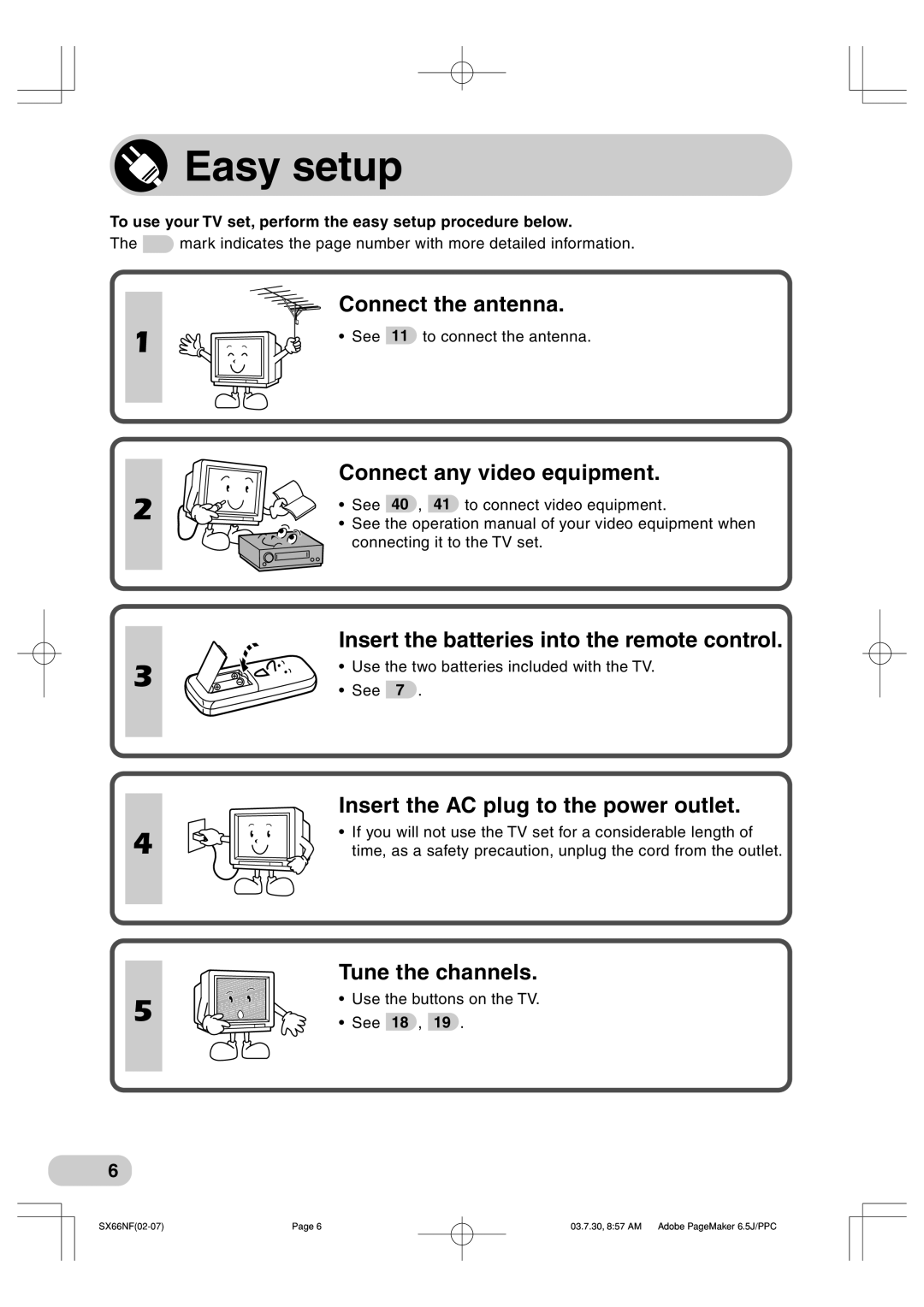 Sharp SX76NF100, SX66NF100 operation manual Easy setup 