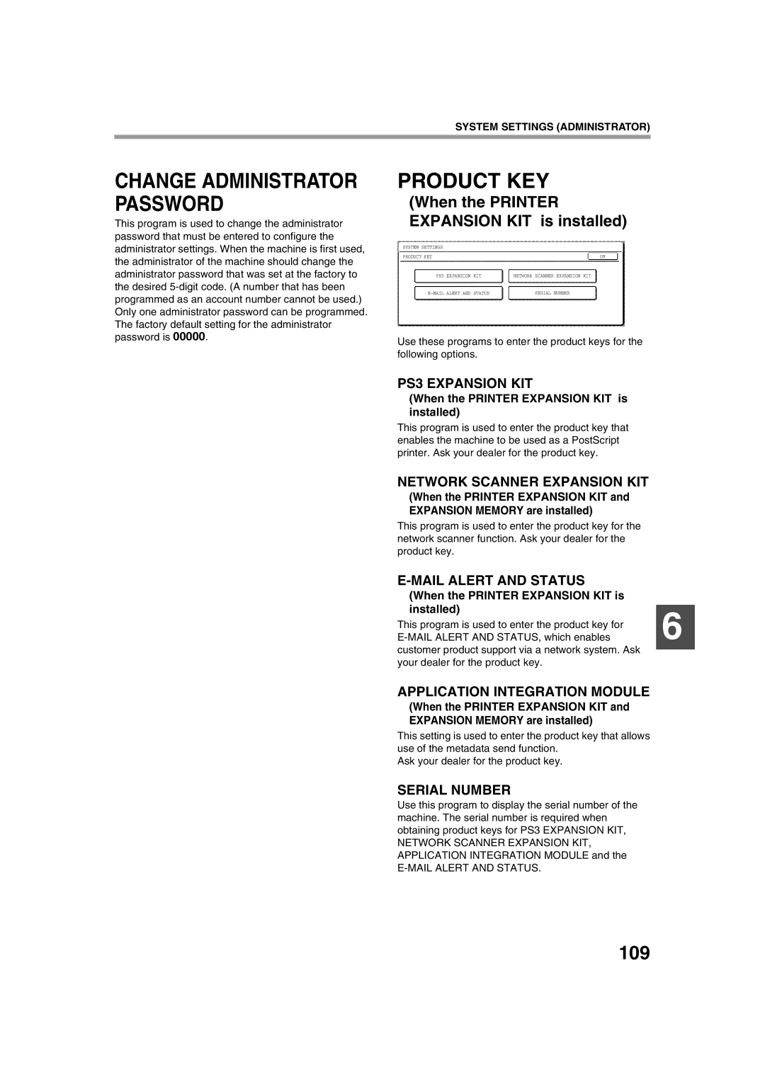 Sharp TINSE2026QSZZ operation manual Product KEY, 109 