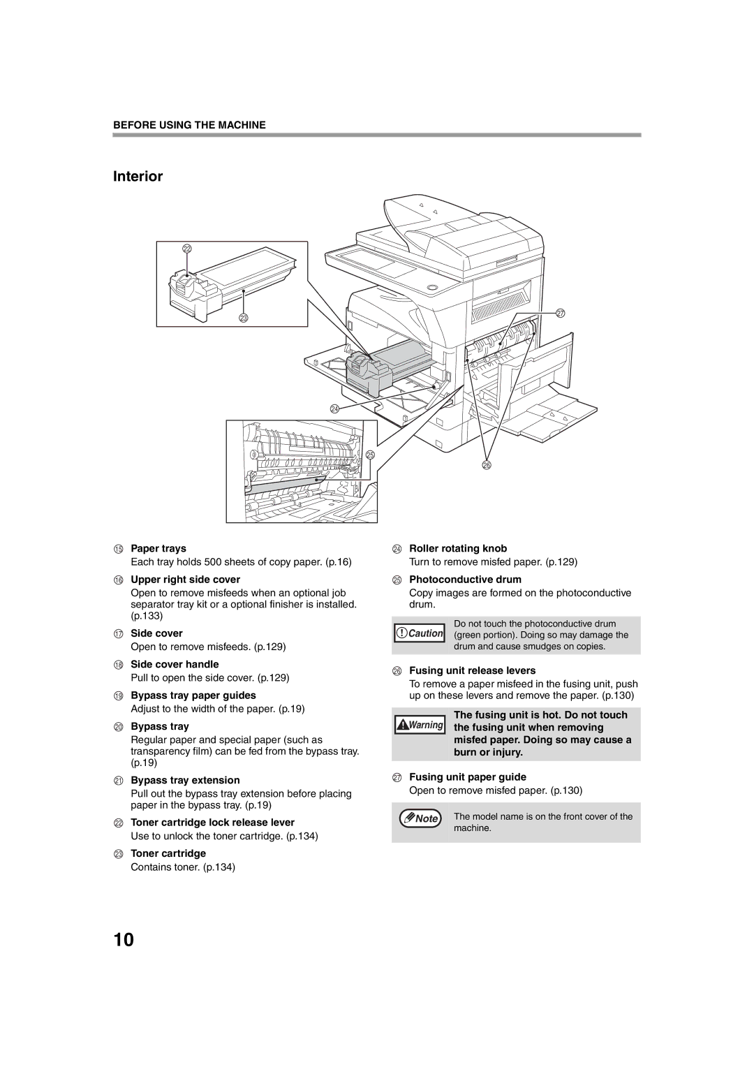 Sharp TINSE2026QSZZ operation manual Interior 