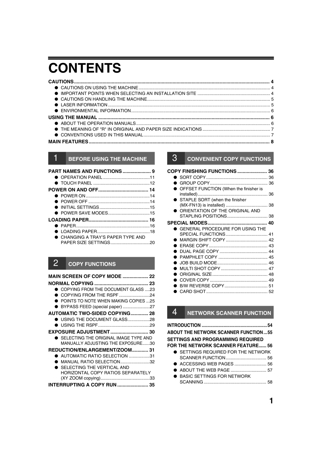 Sharp TINSE2026QSZZ operation manual Contents 