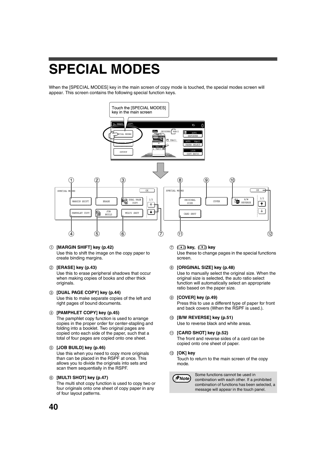 Sharp TINSE2026QSZZ operation manual Special Modes 