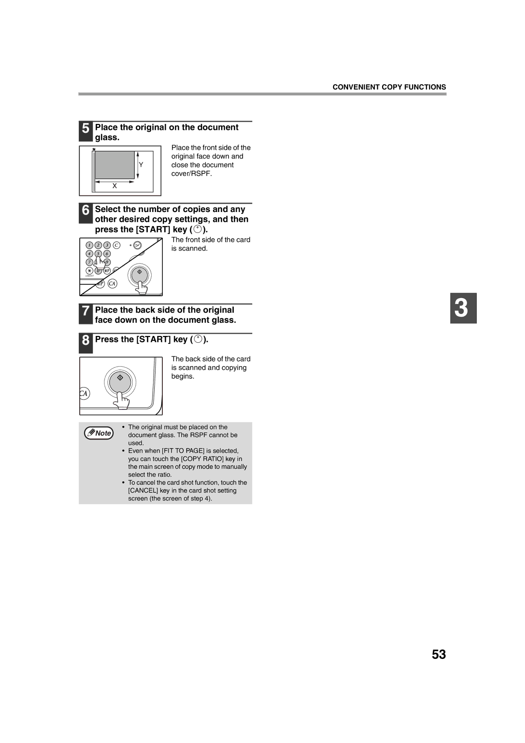 Sharp TINSE2026QSZZ operation manual Place the original on the document glass, Place the back side of the original 