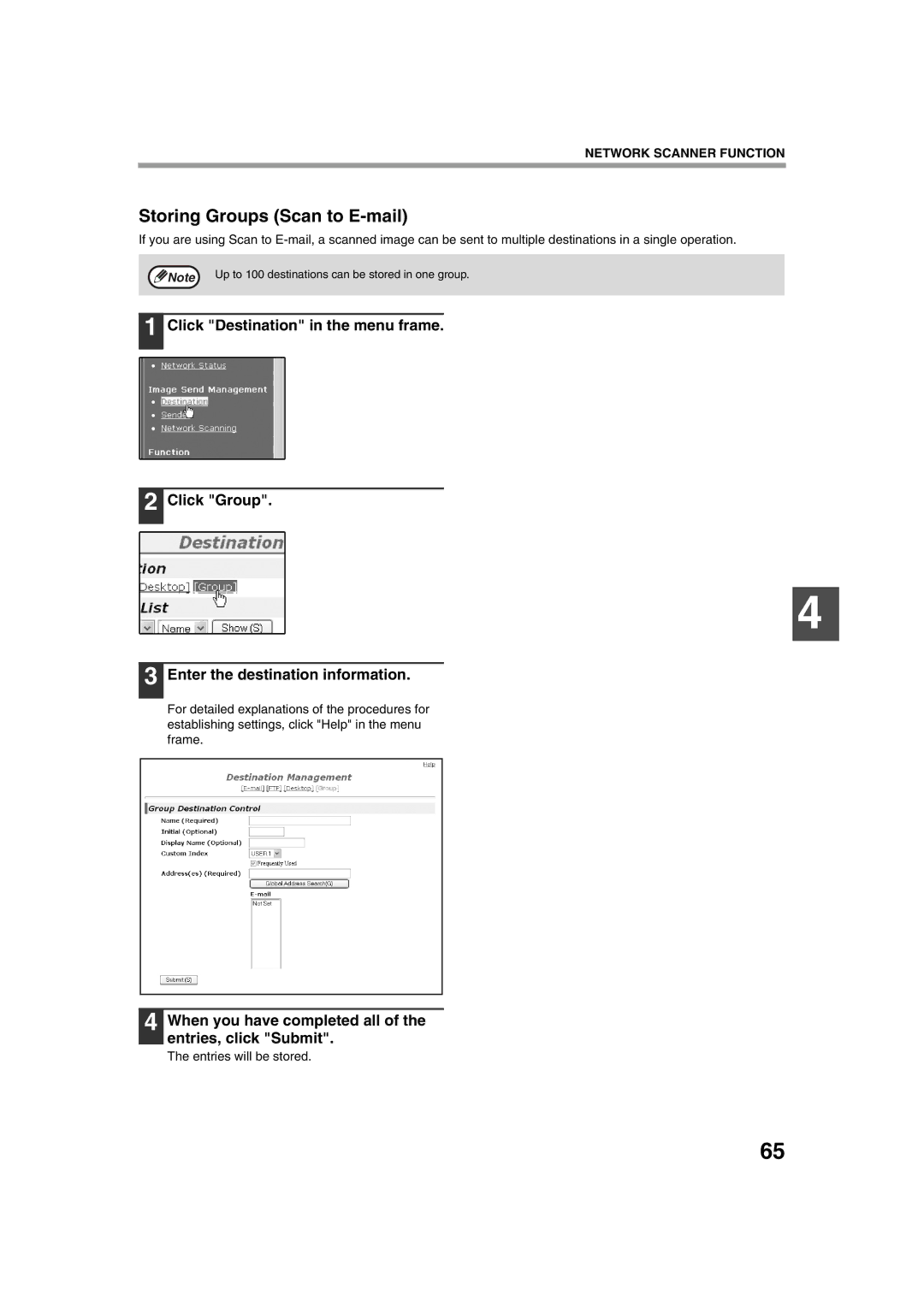 Sharp TINSE2026QSZZ operation manual Storing Groups Scan to E-mail 