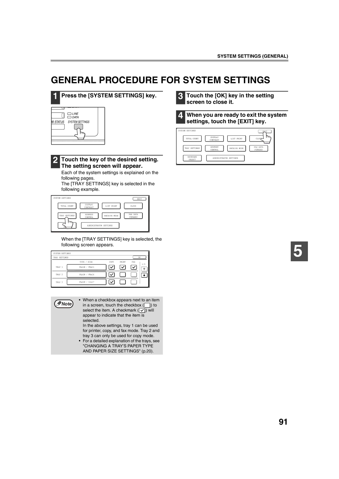 Sharp TINSE2026QSZZ operation manual General Procedure for System Settings 