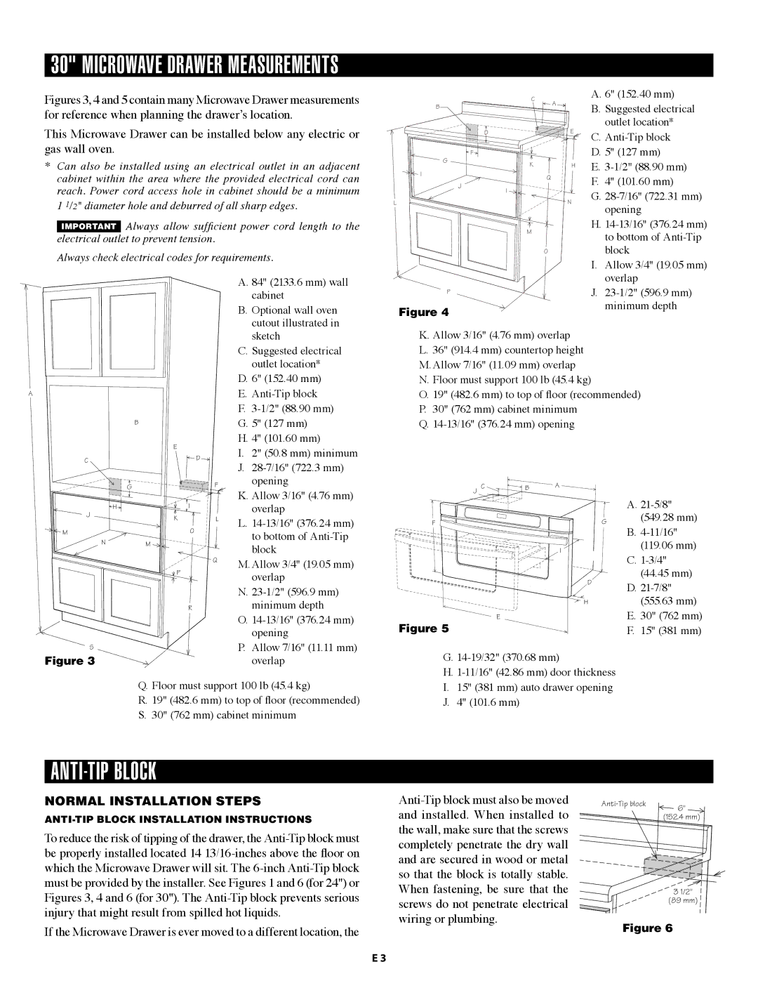 Sharp TINSKB147MRR1 installation manual Anti-Tip Block, Opening 