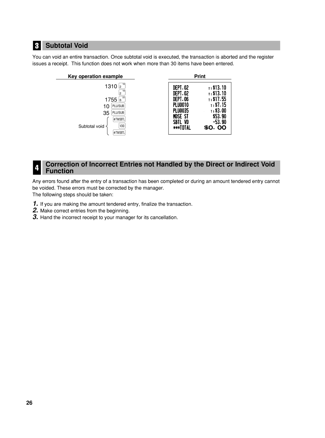 Sharp TINSZ2600RCZZ instruction manual Subtotal Void, 1310 1755 + 