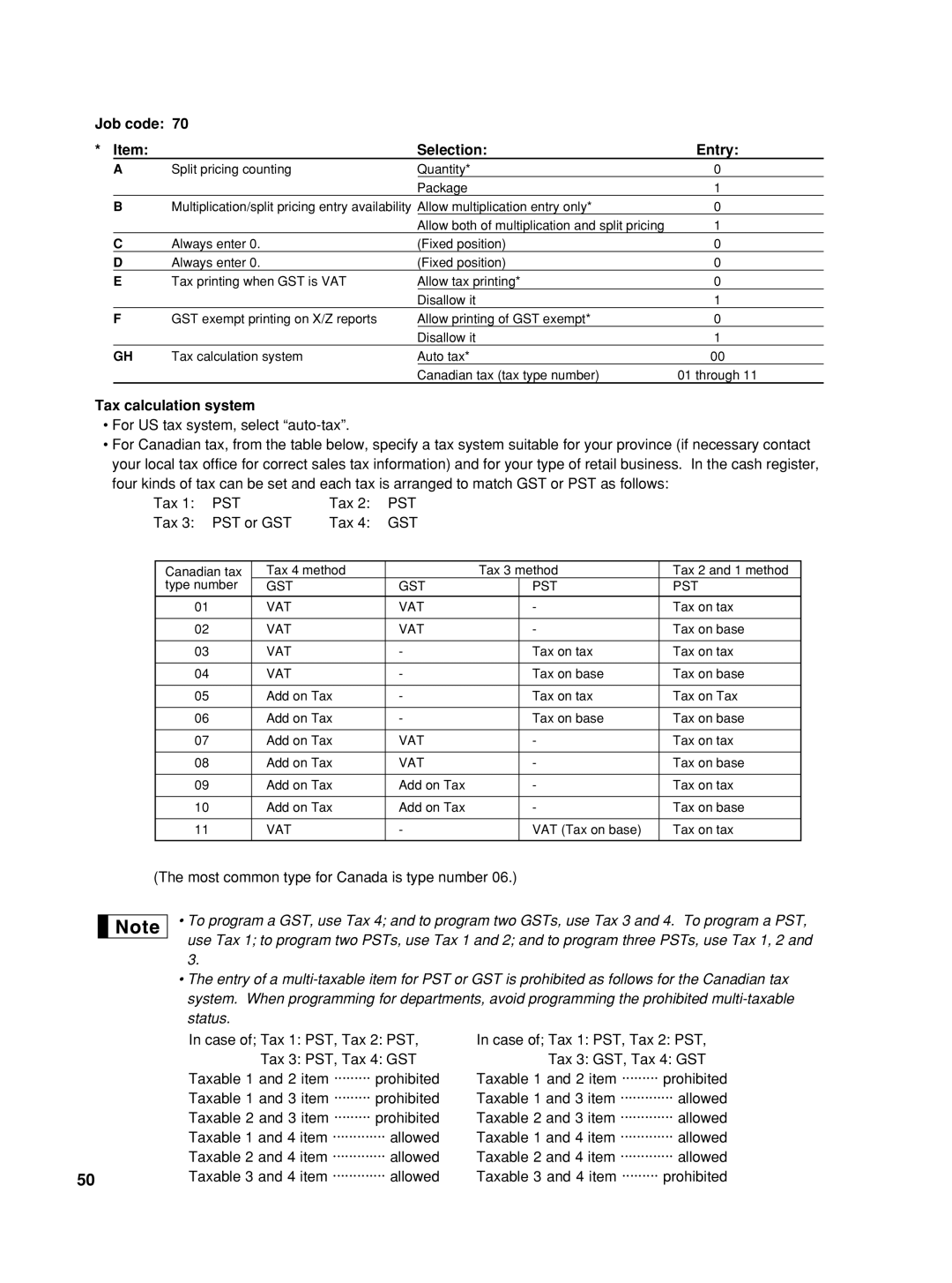 Sharp TINSZ2600RCZZ instruction manual Tax calculation system, Gst 