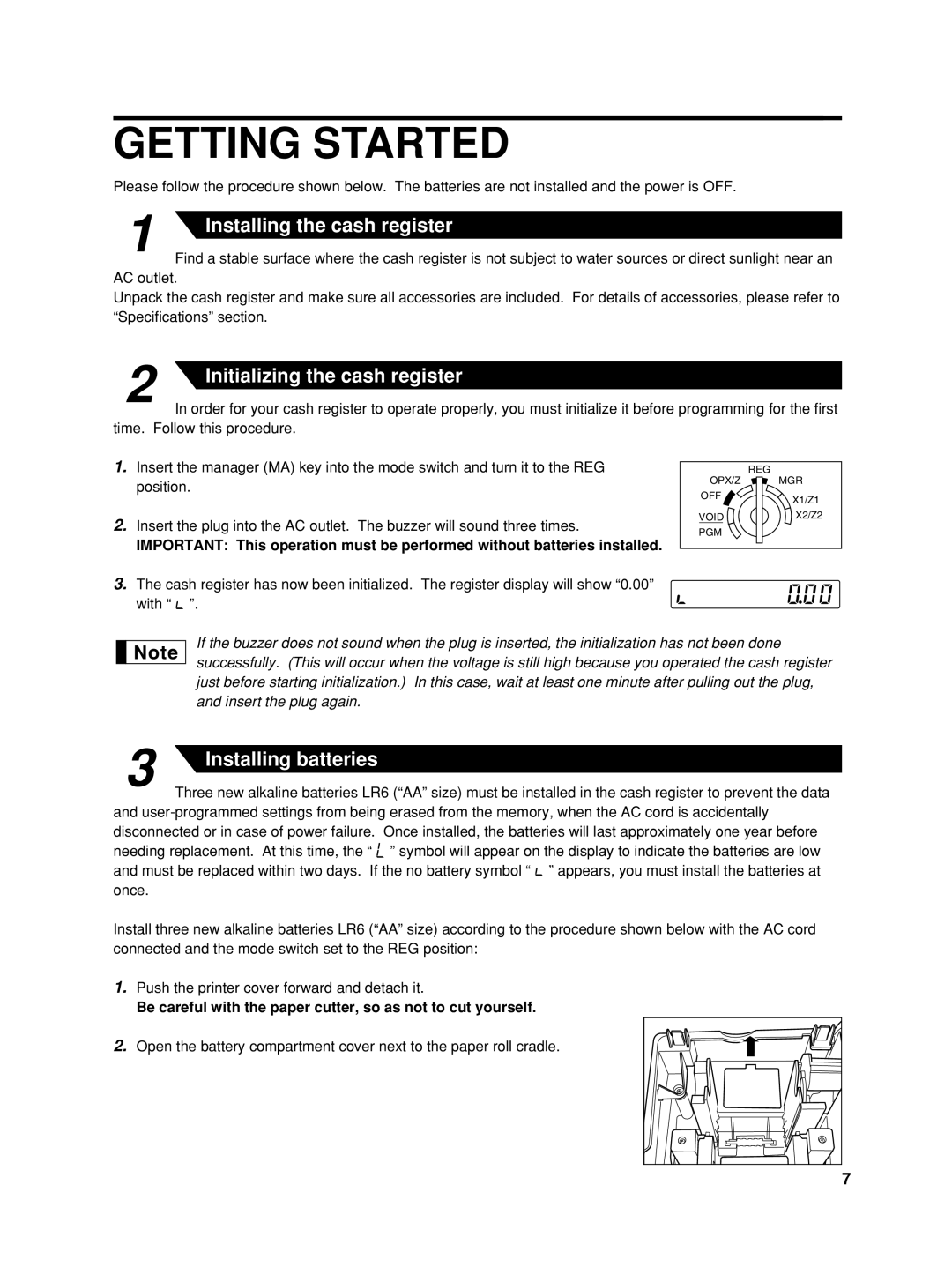 Sharp TINSZ2600RCZZ instruction manual Getting Started, Be careful with the paper cutter, so as not to cut yourself 