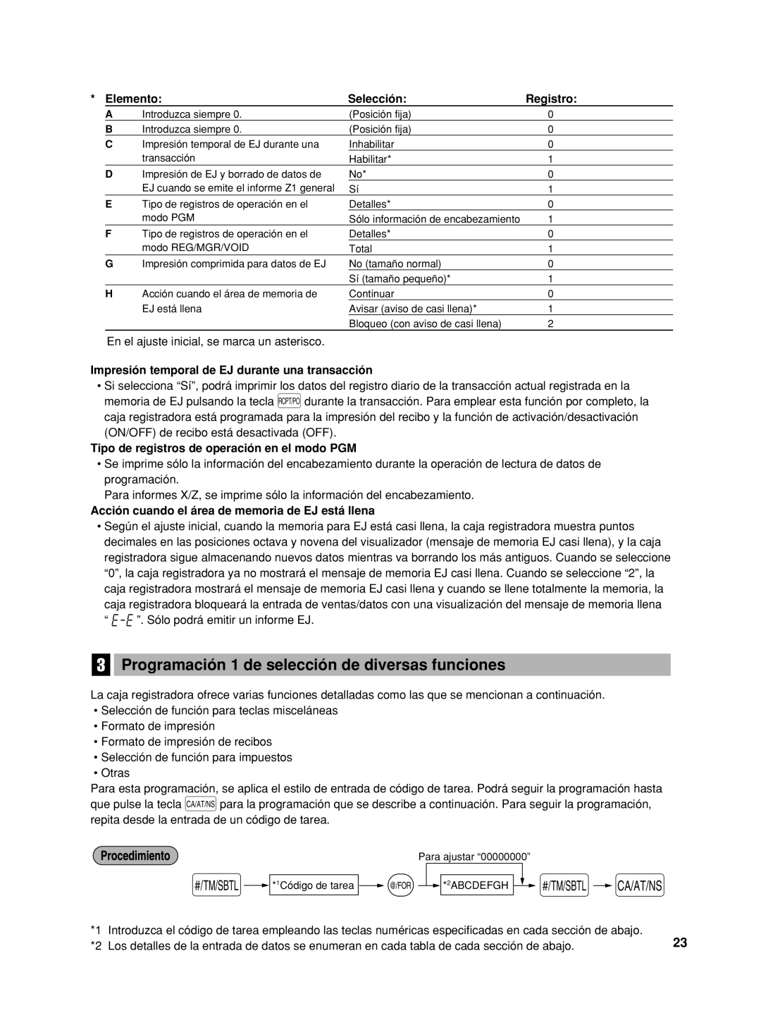 Sharp TINSZ2600RCZZ Programación 1 de selección de diversas funciones, Impresión temporal de EJ durante una transacción 