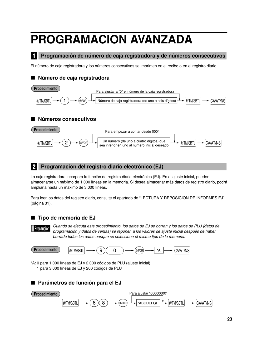 Sharp XE-A22S, TINSZ2601RCZZ, XEA22SR instruction manual Programacion Avanzada 