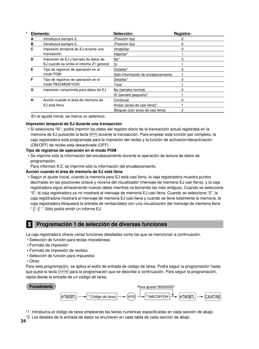 Sharp TINSZ2601RCZZ Programación 1 de selección de diversas funciones, Impresión temporal de EJ durante una transacción 