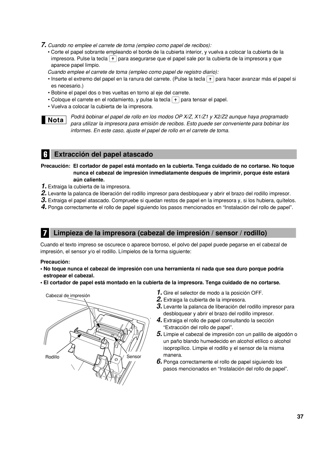 Sharp XEA22SR, TINSZ2601RCZZ, XE-A22S instruction manual Extracción del papel atascado, Manera 