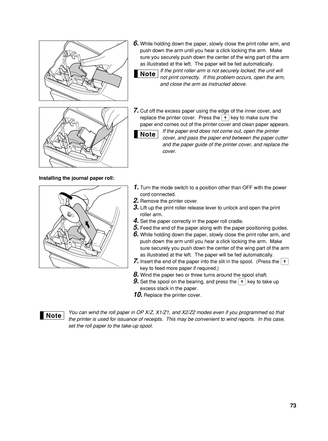 Sharp TINSZ2601RCZZ, XEA22SR, XE-A22S instruction manual Installing the journal paper roll 