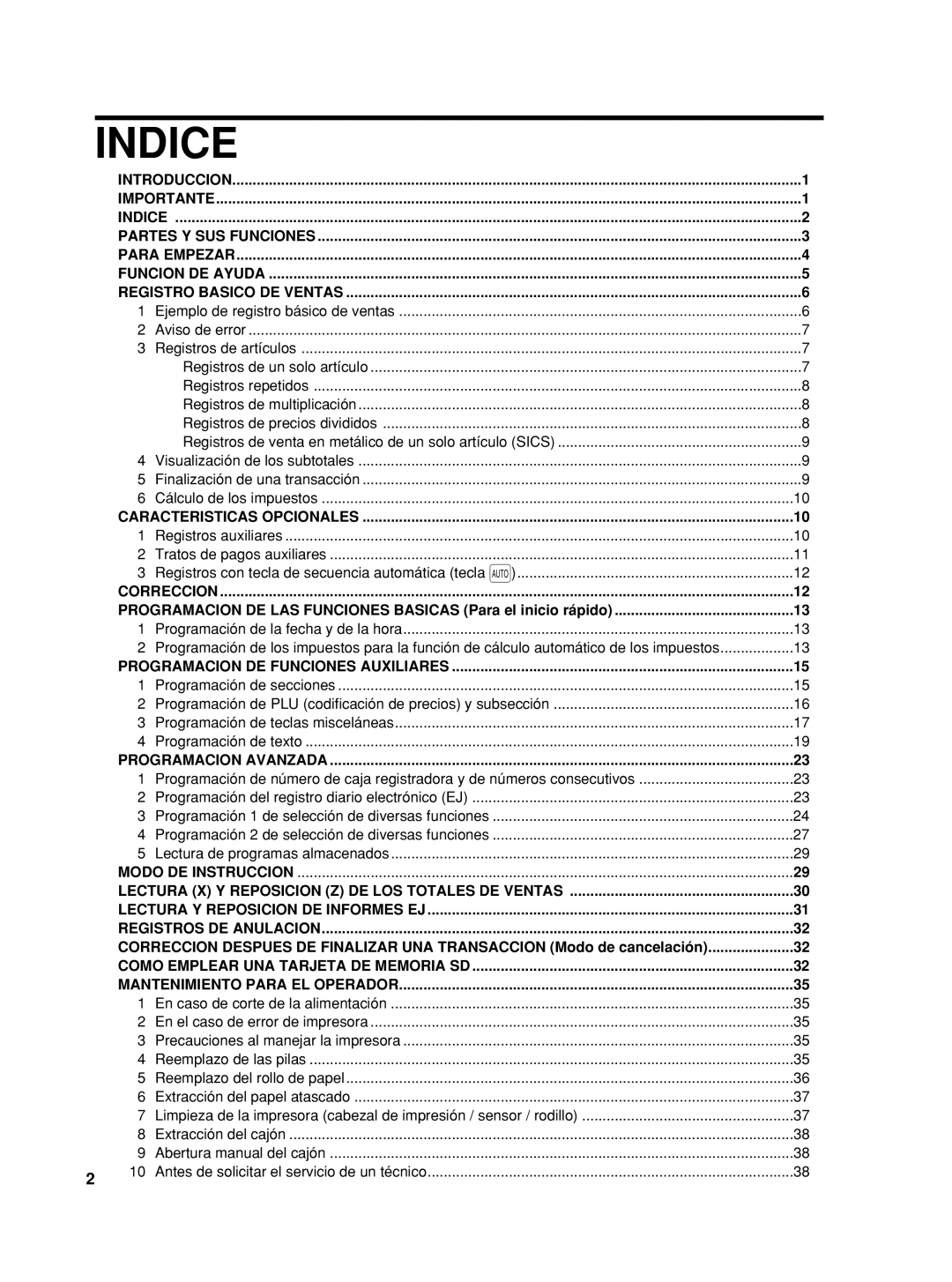 Sharp XE-A22S, TINSZ2601RCZZ, XEA22SR instruction manual Indice, Programacion DE LAS Funciones Basicas Para el inicio rápido 